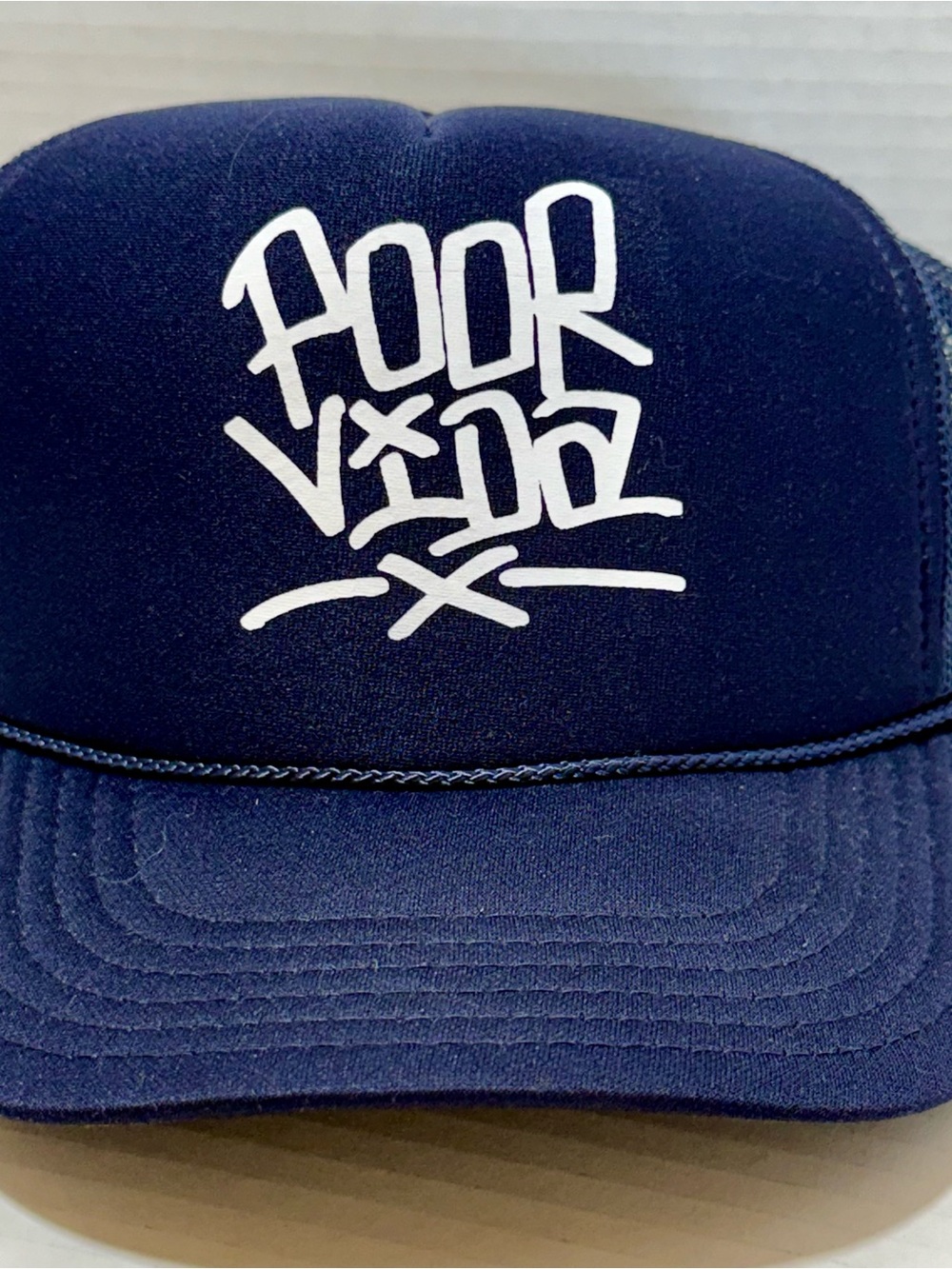 Poor Vida “Poor  Life “ Foam Mesh Trucker Navy Blue Cap LA Streetwear Brand
